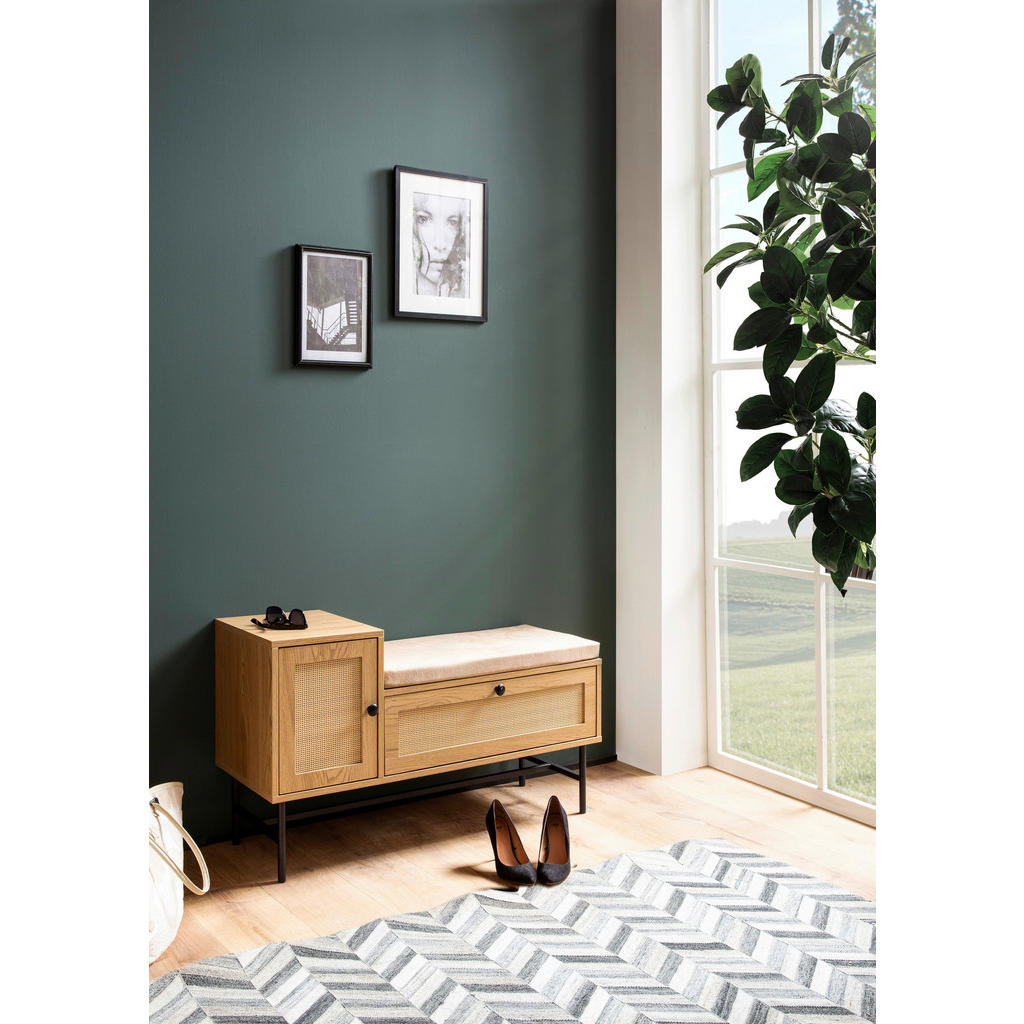 Thumbnail - Mid.you Schuhbank, Eiche, Metall, 1-Sitzer, 1 Schubladen, Füllung: Schaumstoff, 100x60x38 cm, Garderobe