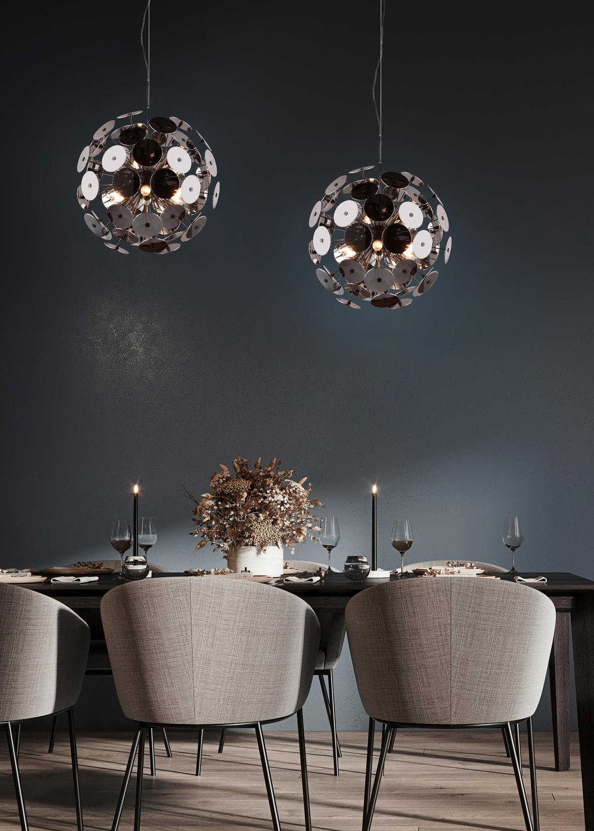 PENDELLEUCHTE 54/150 cm  - Chromfarben/Schwarz, Design, Glas/Metall (54/150cm) - Trio Leuchten