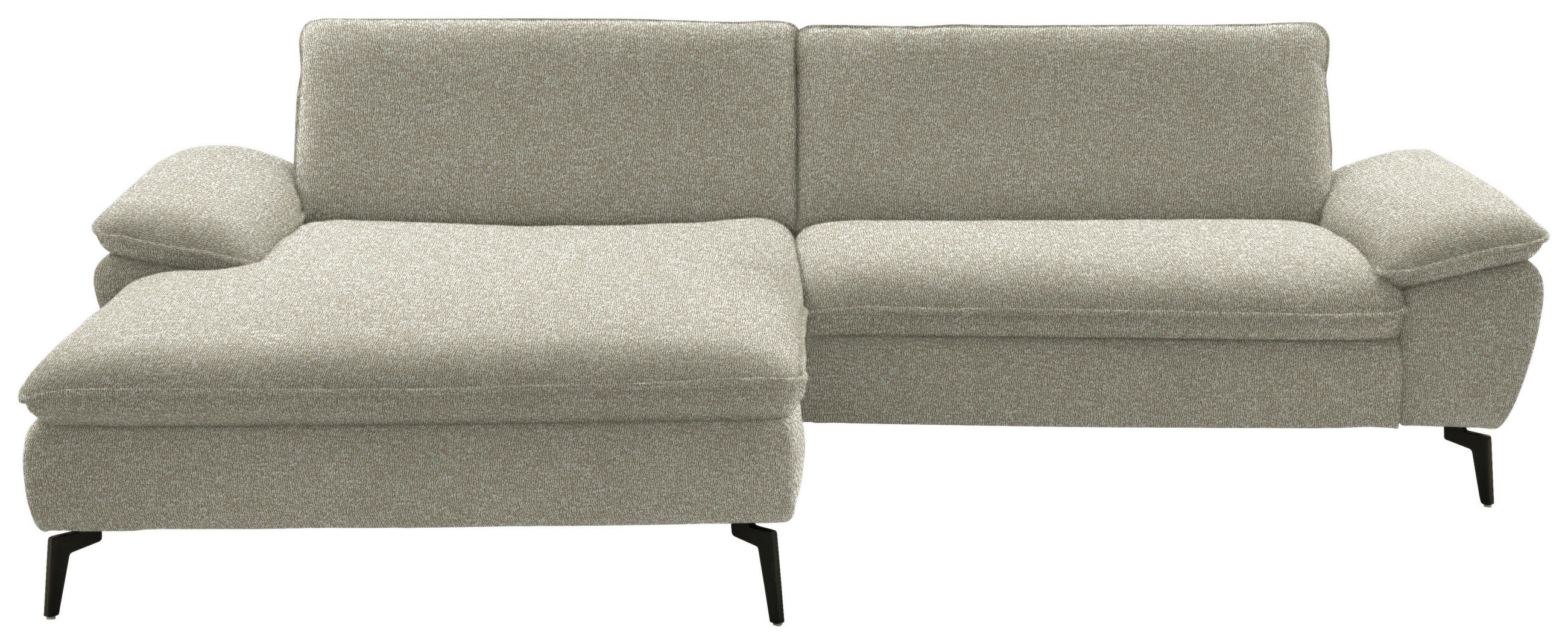 ECKSOFA in Webstoff Beige  - Beige/Schwarz, Design, Textil/Metall (197/295cm) - Valdera