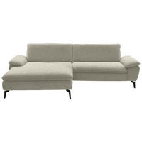 ECKSOFA in Webstoff Beige  - Beige/Schwarz, Design, Textil/Metall (197/295cm) - Valdera