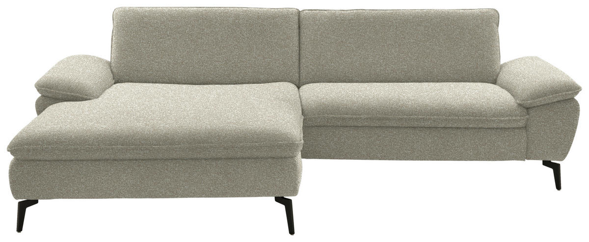 ECKSOFA in Webstoff Beige  - Beige/Schwarz, Design, Textil/Metall (197/295cm) - Valdera
