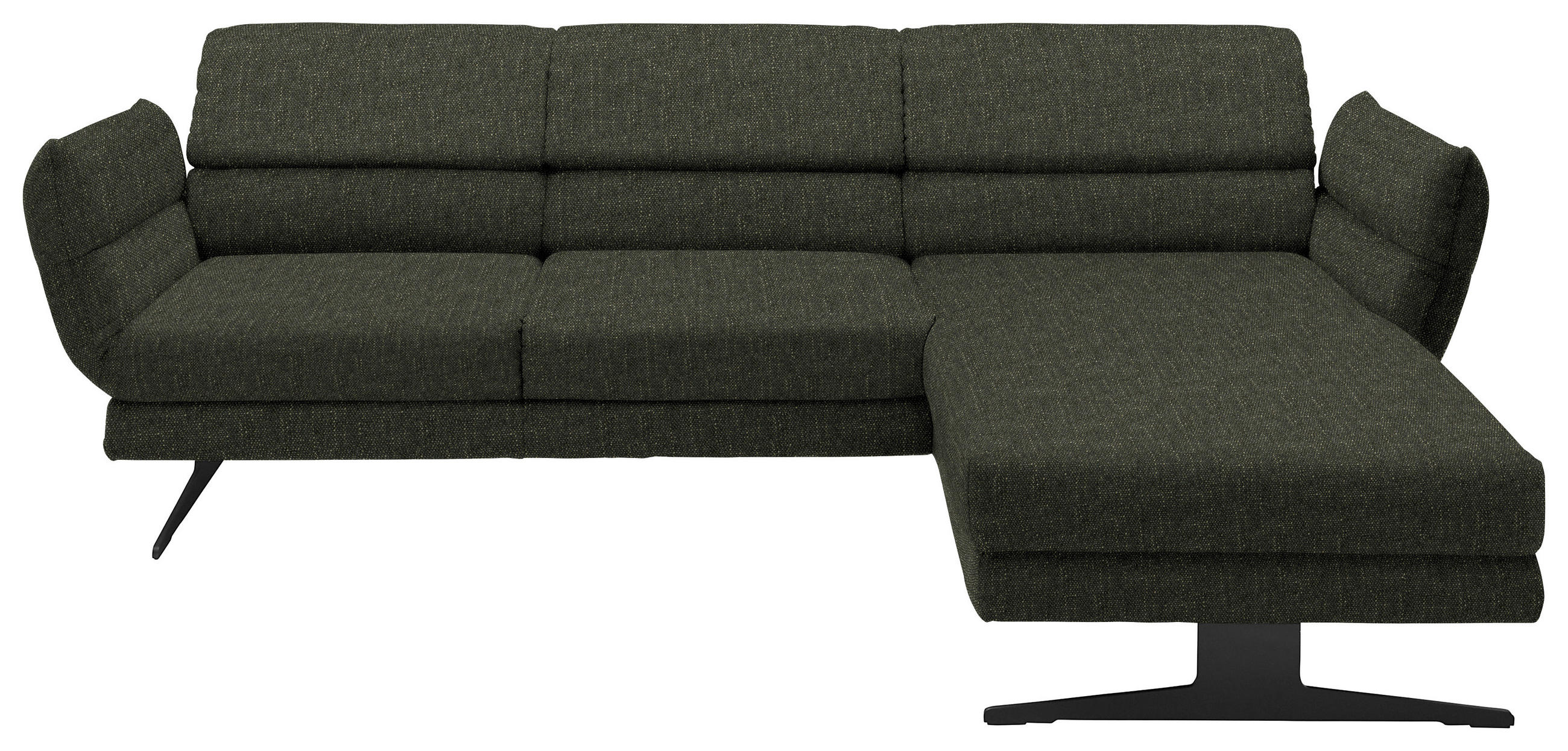 ECKSOFA in Flachgewebe Dunkelgrün  279-327/176-217 cm  - Dunkelgrün/Schwarz, Design, Textil/Metall (279-327/176-217cm) - Dieter Knoll