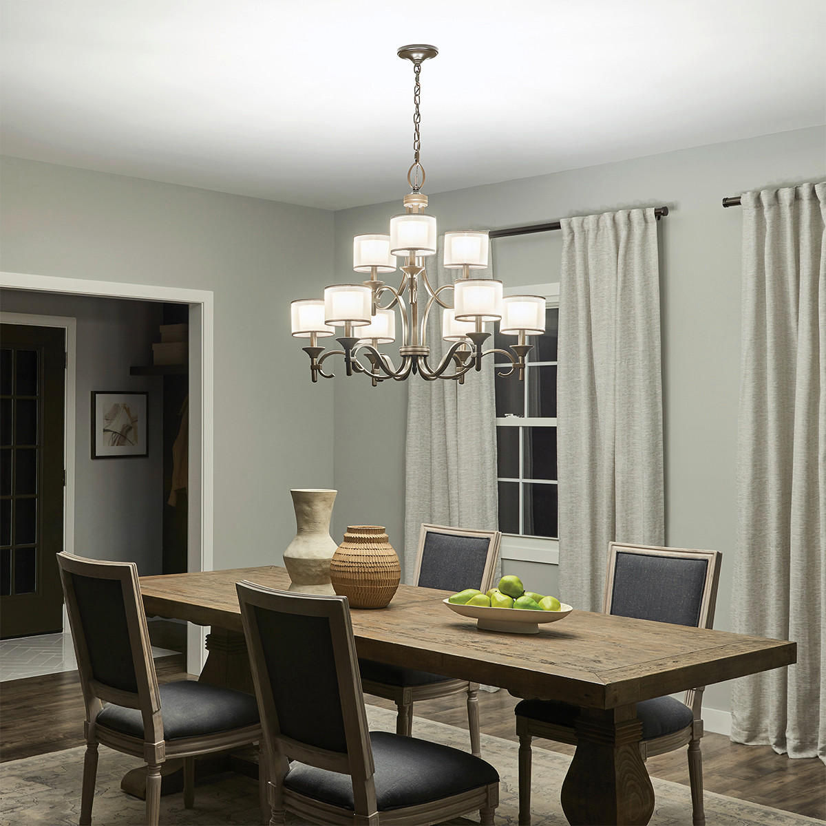 KRONLEUCHTER 87/84.9 cm    - Silberfarben, Konventionell, Glas/Metall (87/84.9cm) - Elstead Lighting