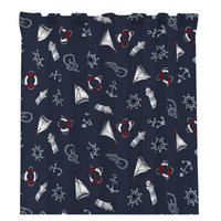 GARDINLÄNGD  - vit/blå, Basics, textil (120/240cm)