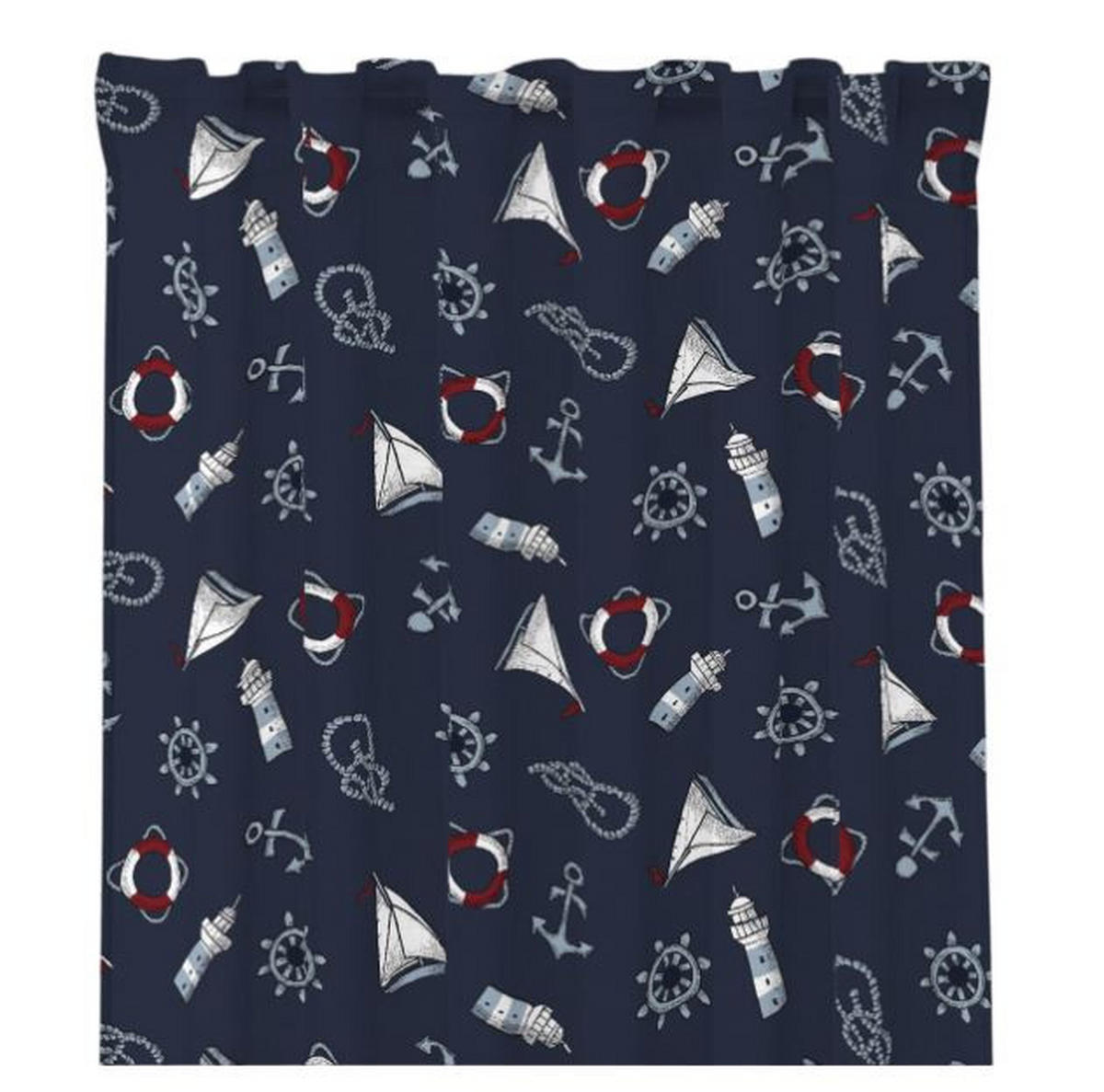 GARDINLÄNGD  - vit/blå, Basics, textil (120/240cm)