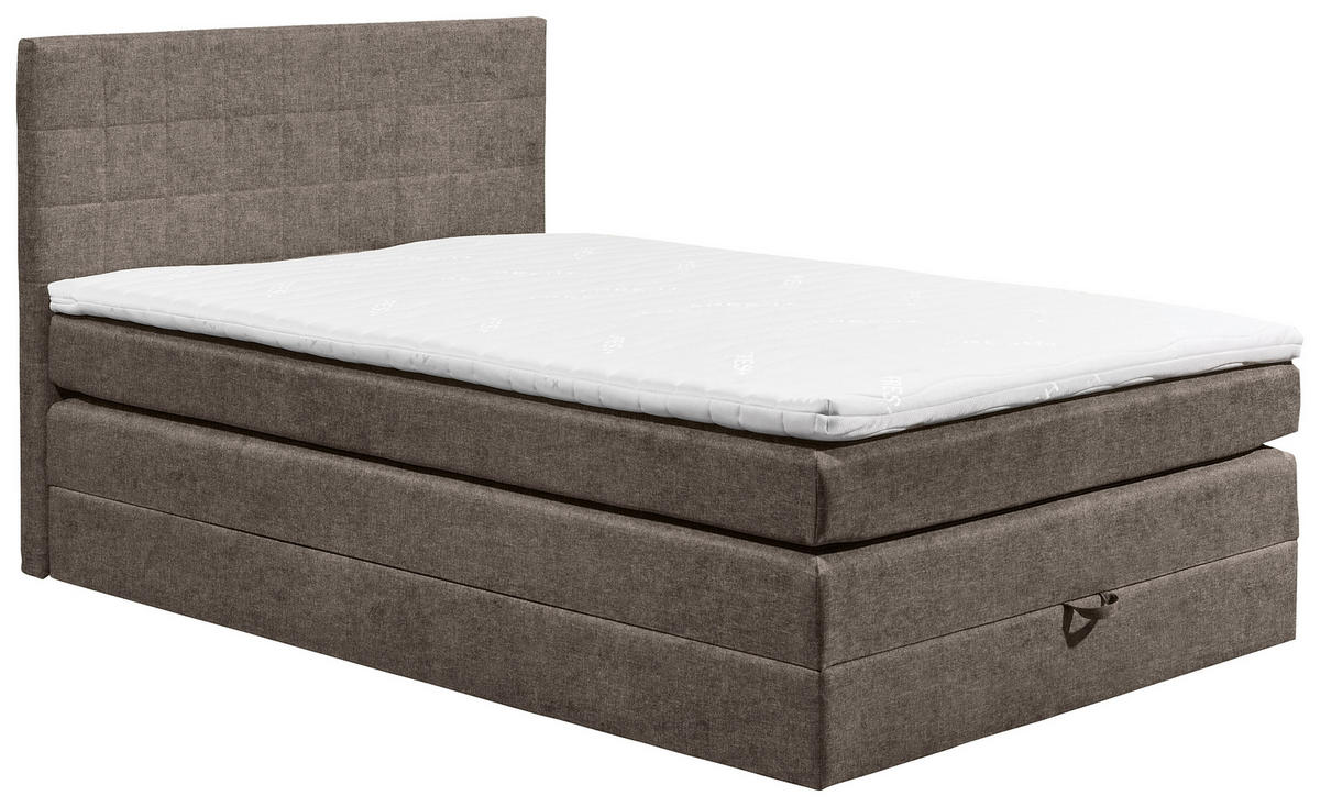 BOXSPRINGBETT 120/200 cm  Graubraun  - Graubraun/Schwarz, Konventionell, Kunststoff/Textil (120/200cm) - Carryhome