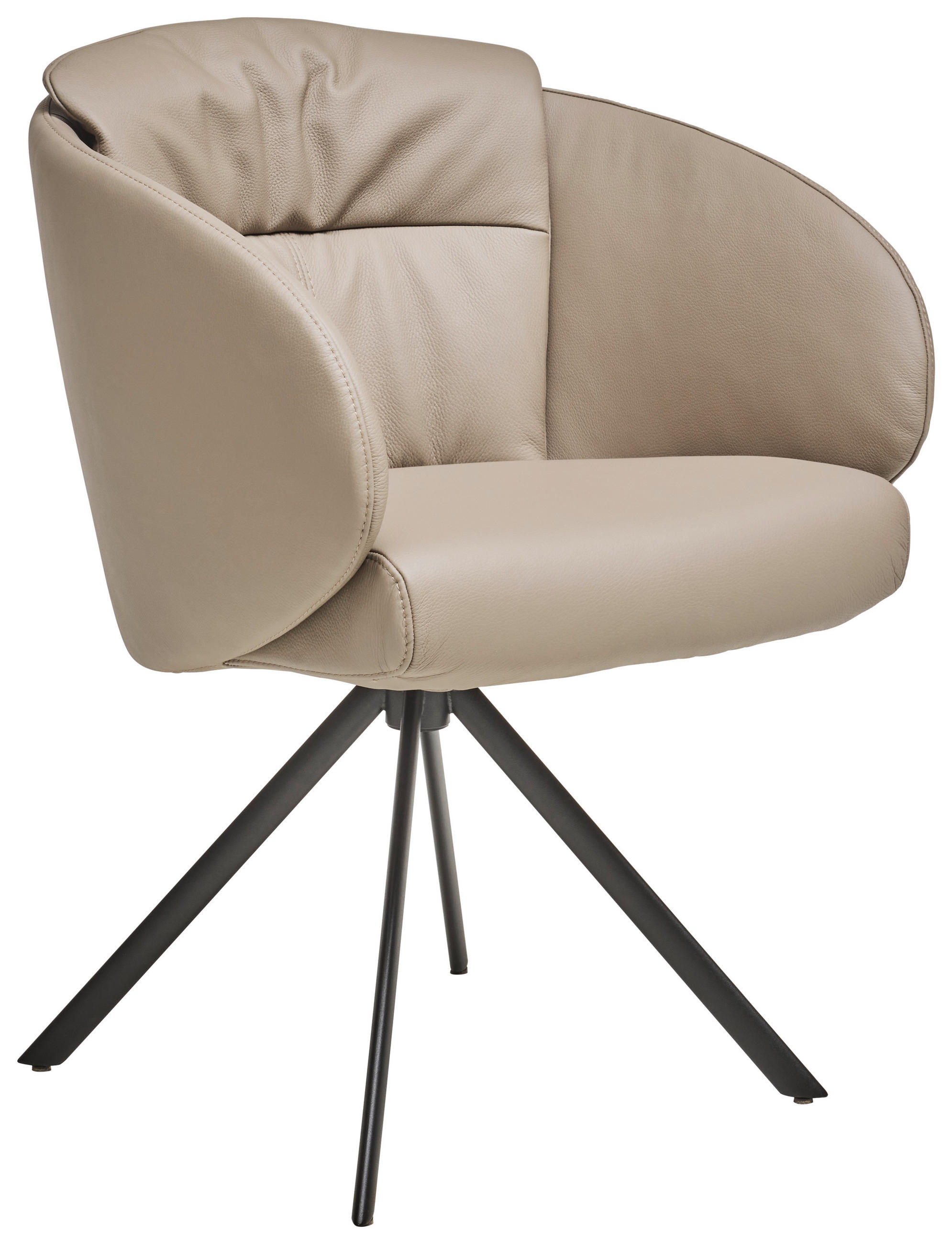 ARMLEHNSTUHL  in Echtleder pigmentiert  - Taupe/Schwarz, Design, Leder/Metall (60/84,5/65cm) - Johann Jakob