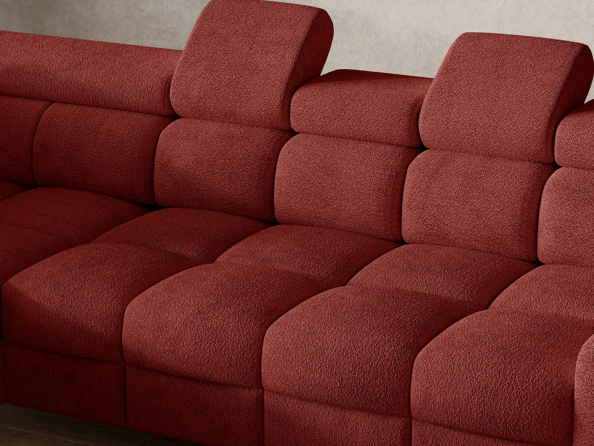 ECKSOFA BUN in Bouclé Rot  - Elfenbein/Rot, Design, Holz/Textil (209/276cm) - MID.YOU