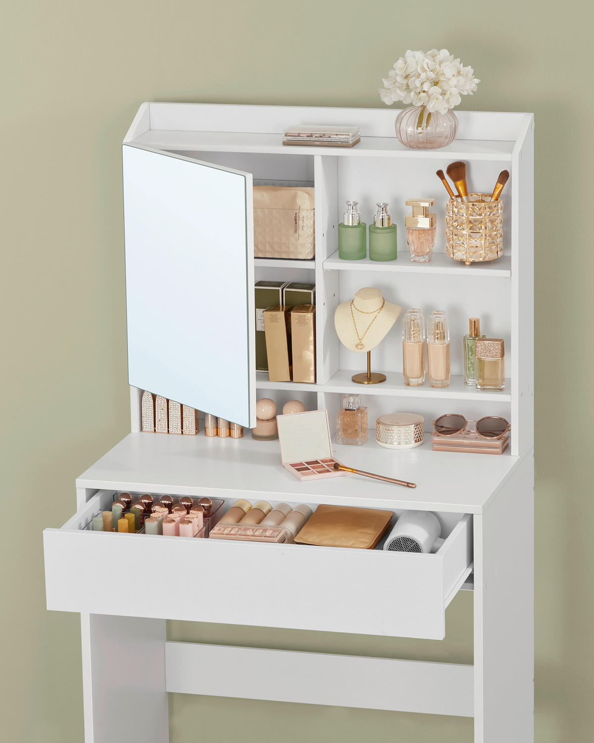 TOALETNÝ STOLÍK, biela, 70/40/136 cm - biela, Basics, kompozitné drevo (70/40/136cm) - Boxxx