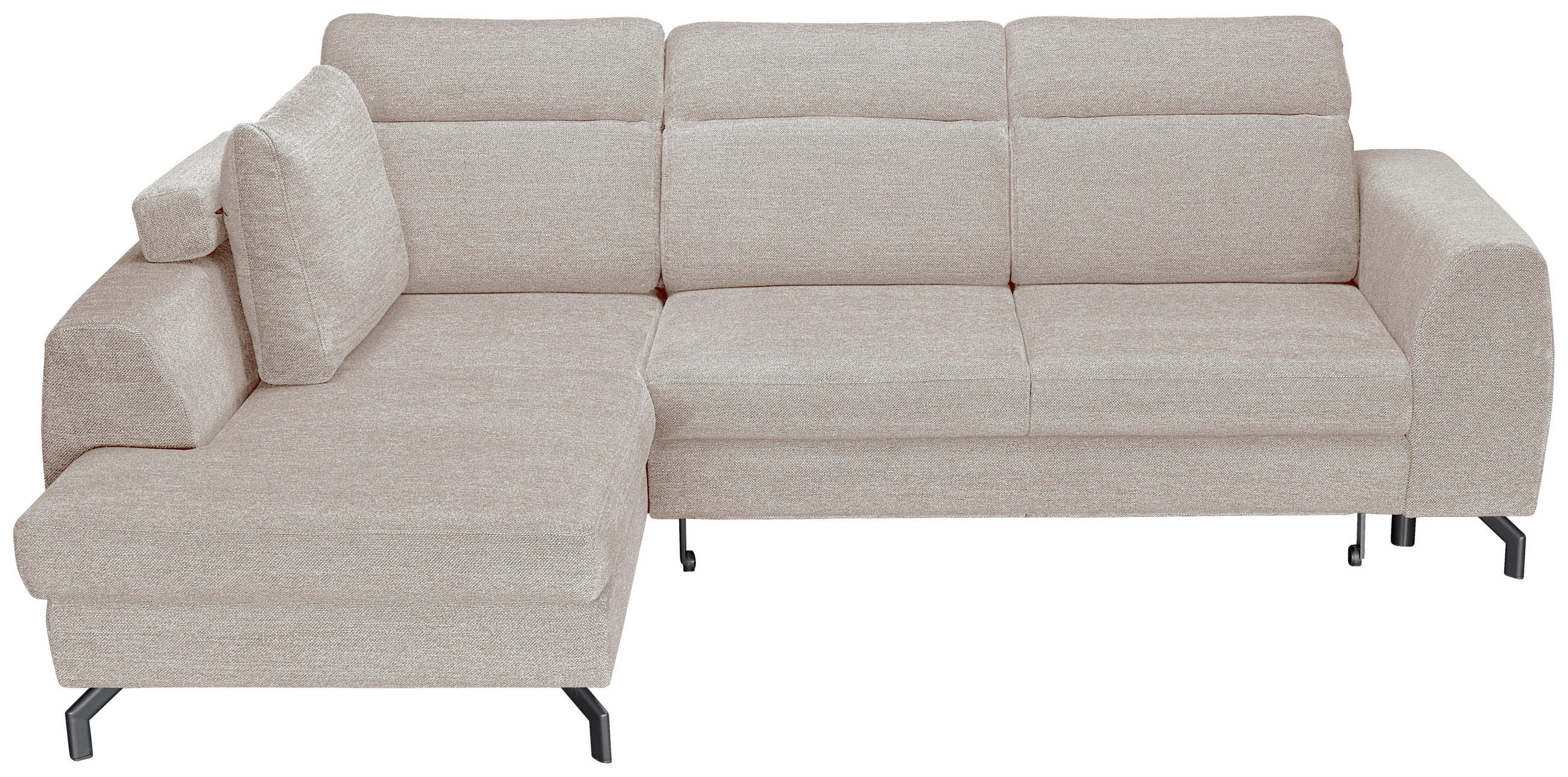 ECKSOFA Beige Chenille  - Beige/Schwarz, KONVENTIONELL, Textil/Metall (185/240cm) - Carryhome