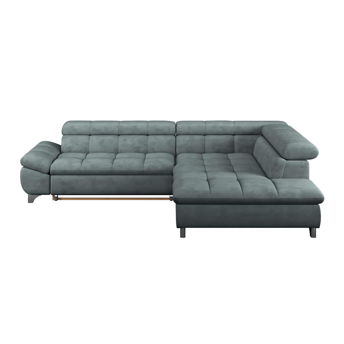 ECKSOFA Graublau Chenille  - Chromfarben/Graublau, KONVENTIONELL, Textil/Metall (312/234cm) - Livetastic