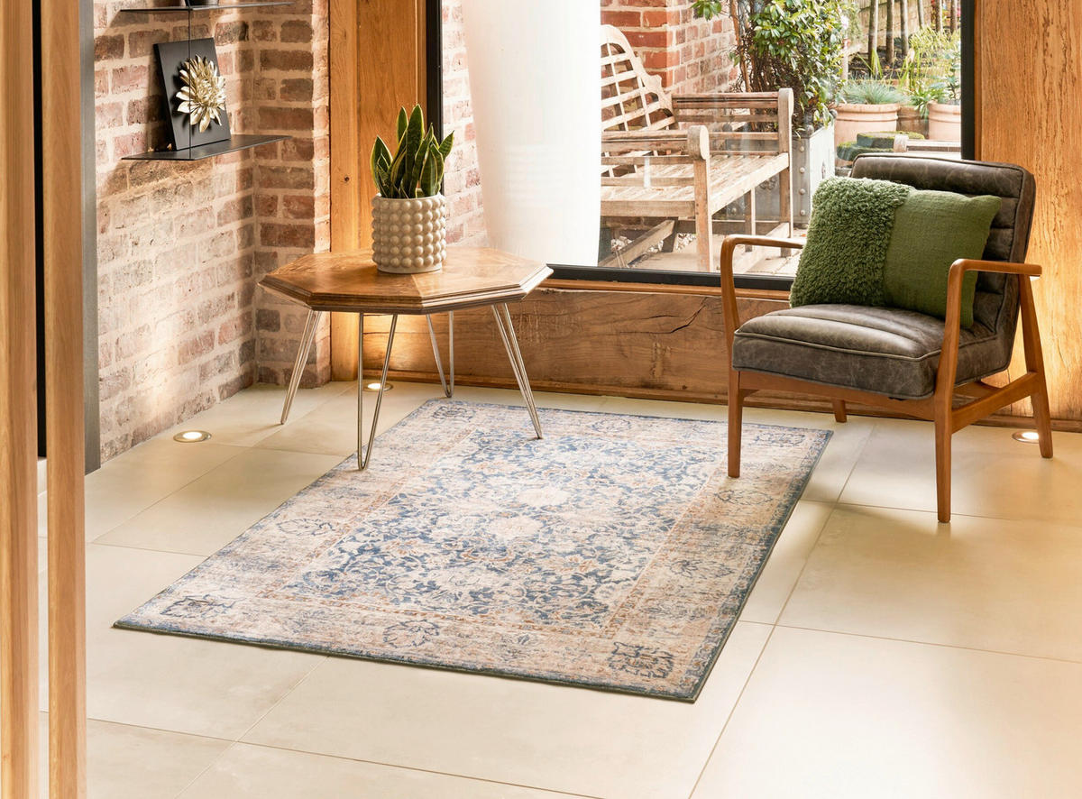 FLACHWEBETEPPICH 120/180 cm Aven Blau  - Blau, LIFESTYLE, Kunststoff/Textil (120/180cm) - wash+dry