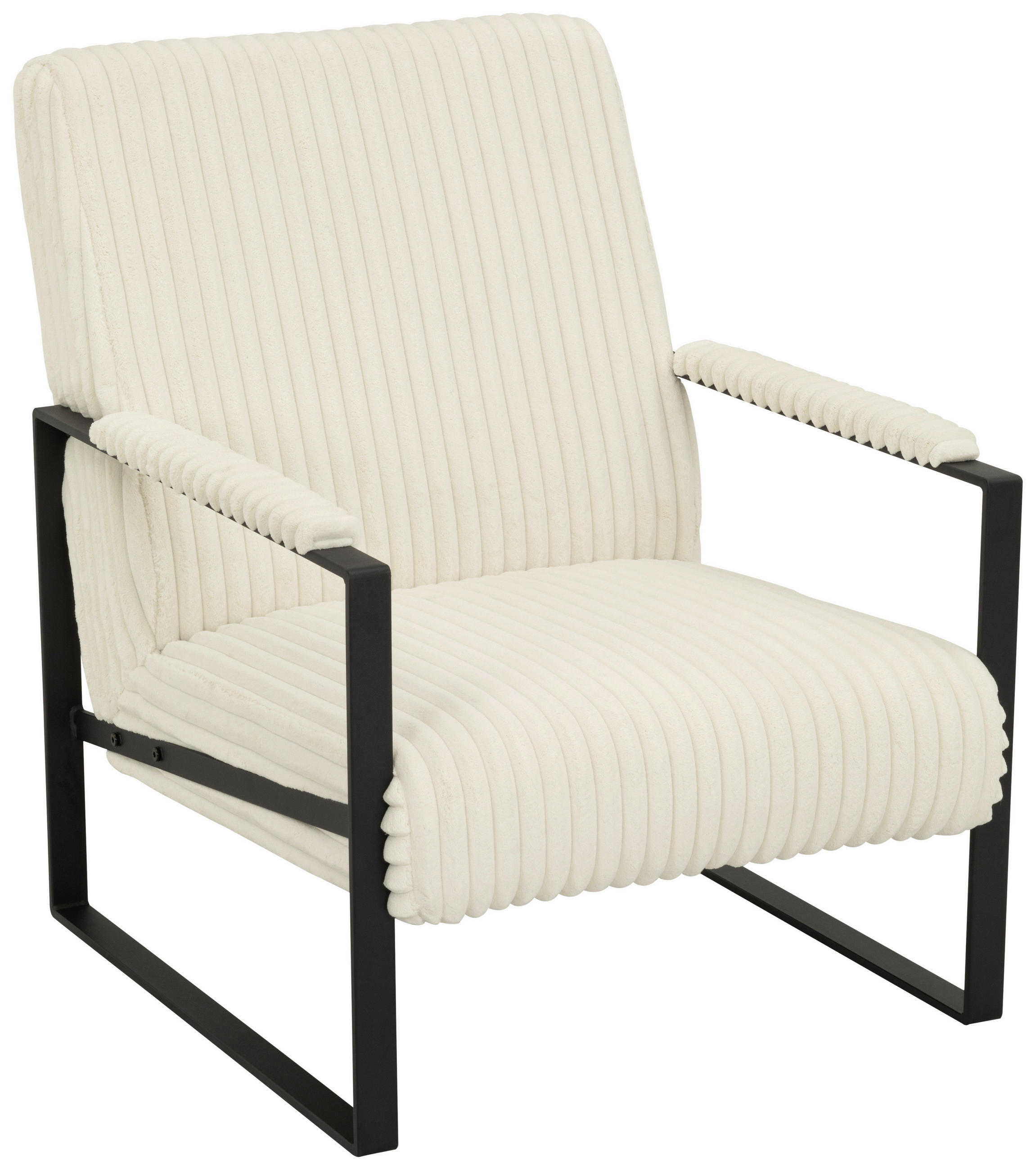 SESSEL Cord Weiß    - Schwarz/Weiß, MODERN, Textil/Metall (70/87/85cm) - P & B