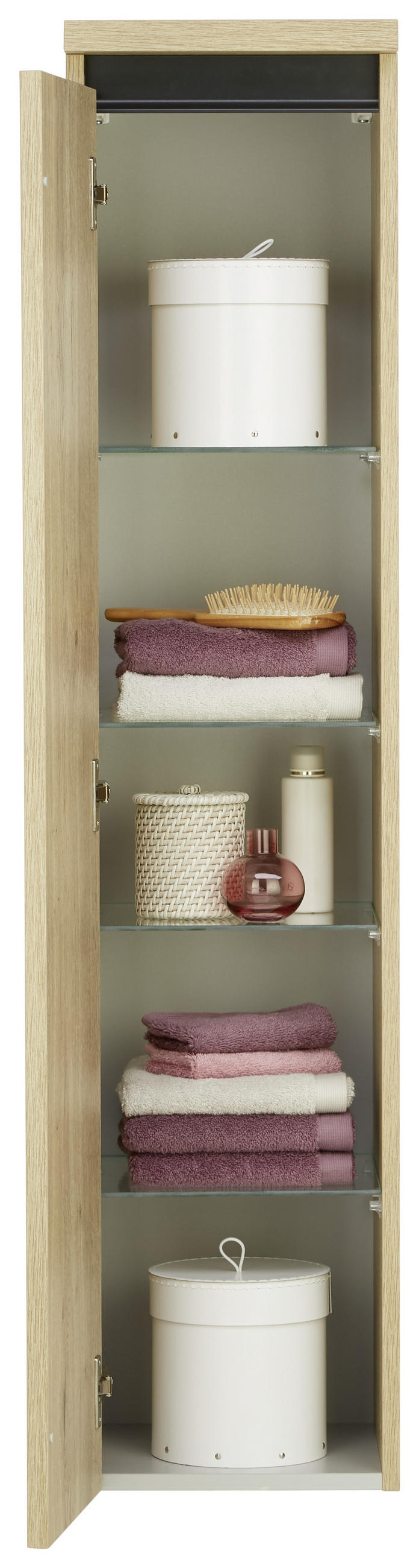 SREDNJE VISOKA OMARA 30/133,8/30 cm  - barve hrasta, Moderno, steklo/leseni material (30/133,8/30cm) - Dieter Knoll