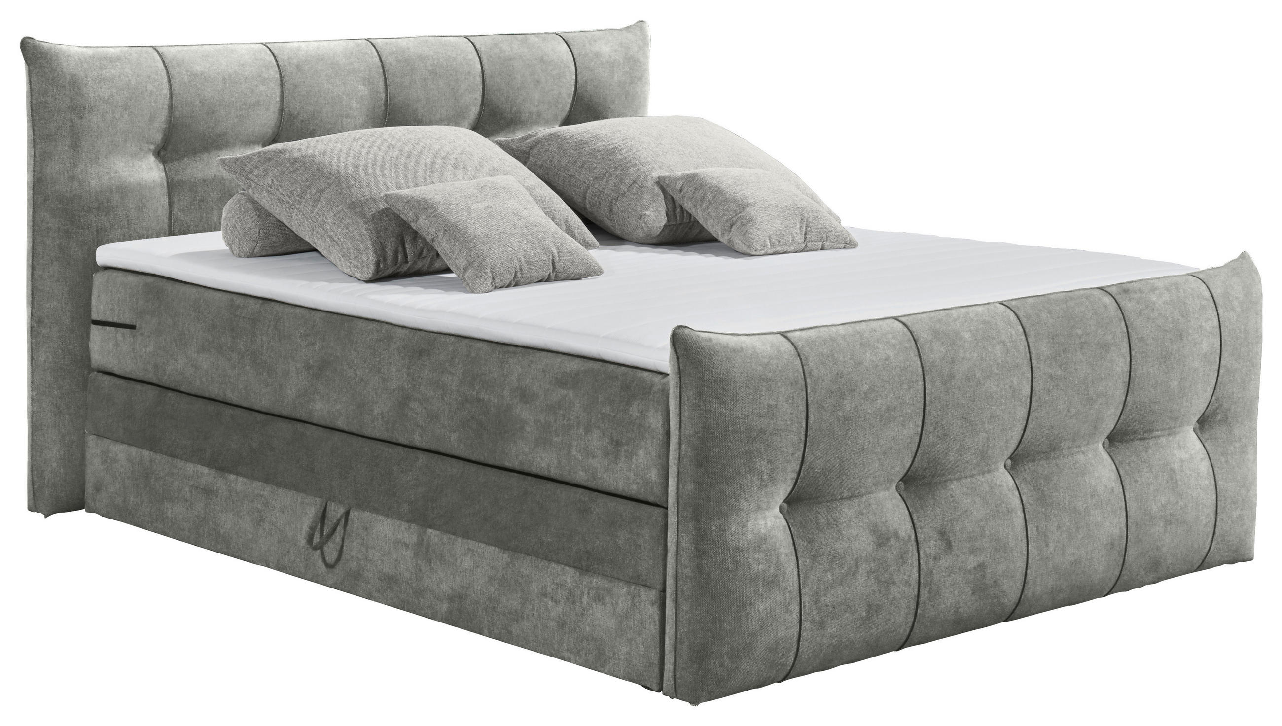 Möbelfreude Doluna Boxspringbett Kaz 180x200 Cm – Anthrazit, H3, Inkl. Visco-Topper & Taschenfederkern-Matratze