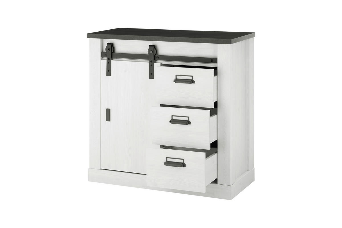 GARDEROBE 5-teilig  in 206/200/43 cm  - Anthrazit/Weiß, Design, Glas/Holzwerkstoff (206/200/43cm) - Modante
