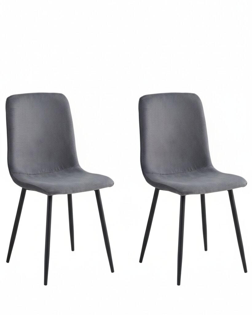 STUHL-SET 2 Stück Stoffauswahl Mikrofaser  - Anthrazit/Schwarz, MODERN, Textil/Metall (44/92/54cm) - MID.YOU