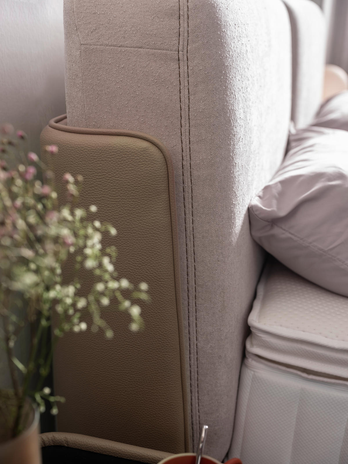 BOXSPRINGBETT 180/200 cm  in Hellgrau, Greige  - Greige/Hellgrau, Design, Textil/Metall (180/200cm) - Johann Jakob