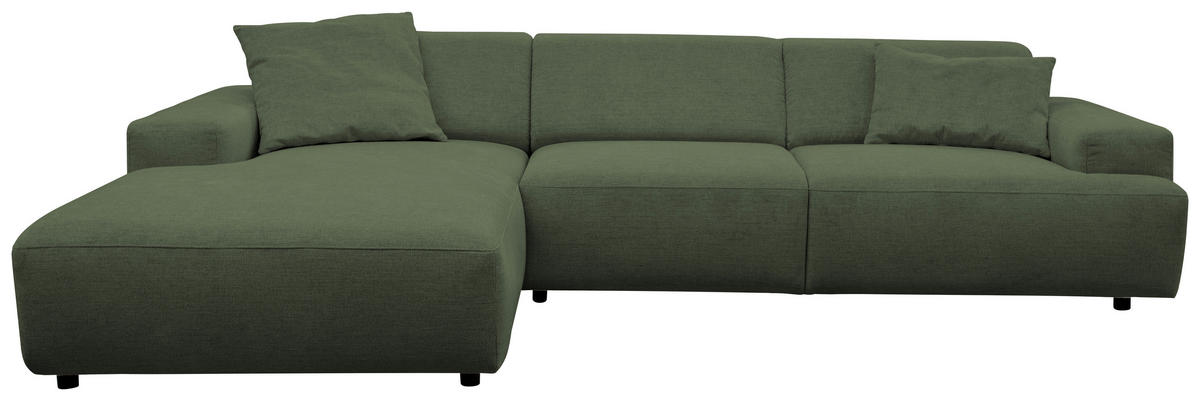 ECKSOFA Grau Chenille Rücken echt  - Schwarz/Grau, MODERN, Kunststoff/Textil (185/296cm) - Hom`in