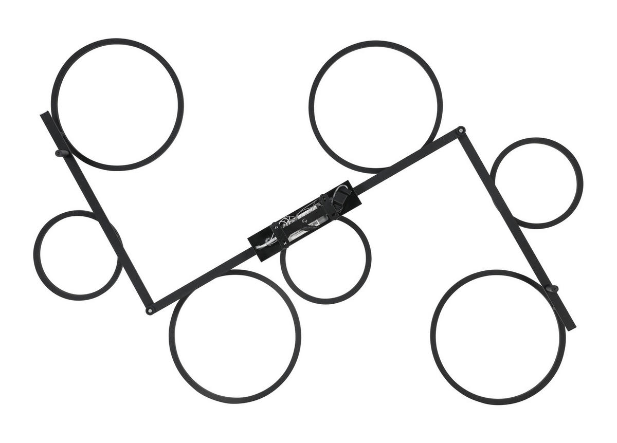 LED-DECKENLEUCHTE 118/127/12 cm  - Schwarz, Design, Kunststoff/Metall (118/127/12cm) - Novel