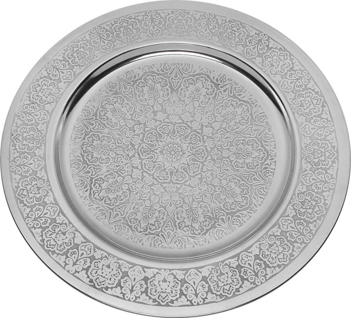 DEKORAČNÍ TALÍŘ  - barvy stříbra, Lifestyle, kov (35/1cm) - Ambia Home