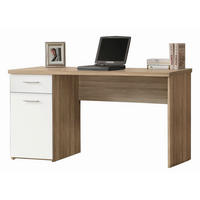 PISALNA MIZA kovina, umetna masa, leseni material bela, hrast sonoma  - bela/barve aluminija, kovina/umetna masa (140/76,5/60cm) - Cantus