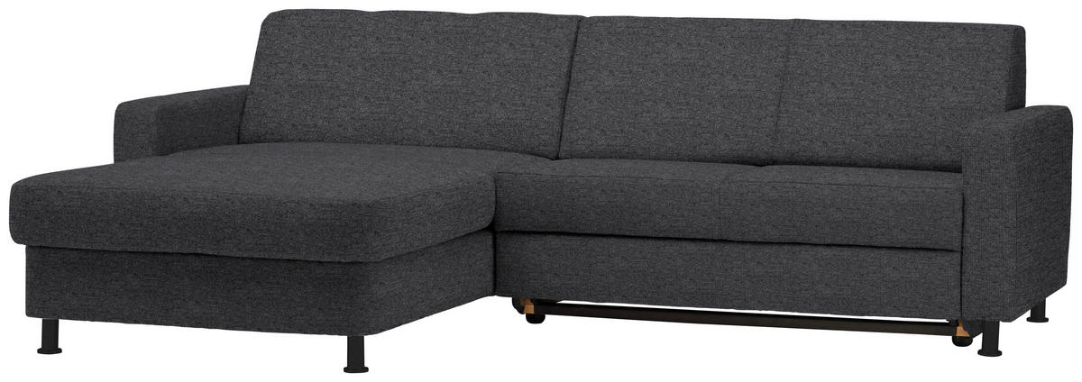 ECKSOFA in Webstoff Dunkelgrau  165/257 cm  - Dunkelgrau/Schwarz, Design, Kunststoff/Textil (165/257cm) - Xora