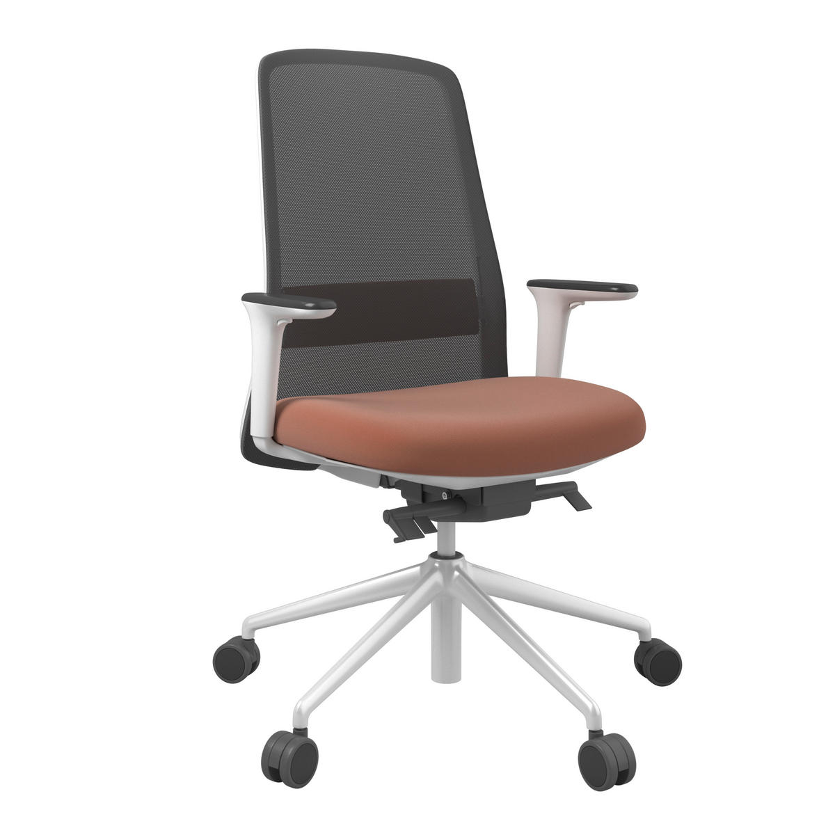 DREHSTUHL Braun, Schwarz, Weiß  - Schwarz/Braun, MODERN, Leder/Kunststoff (70/103-115/70cm)