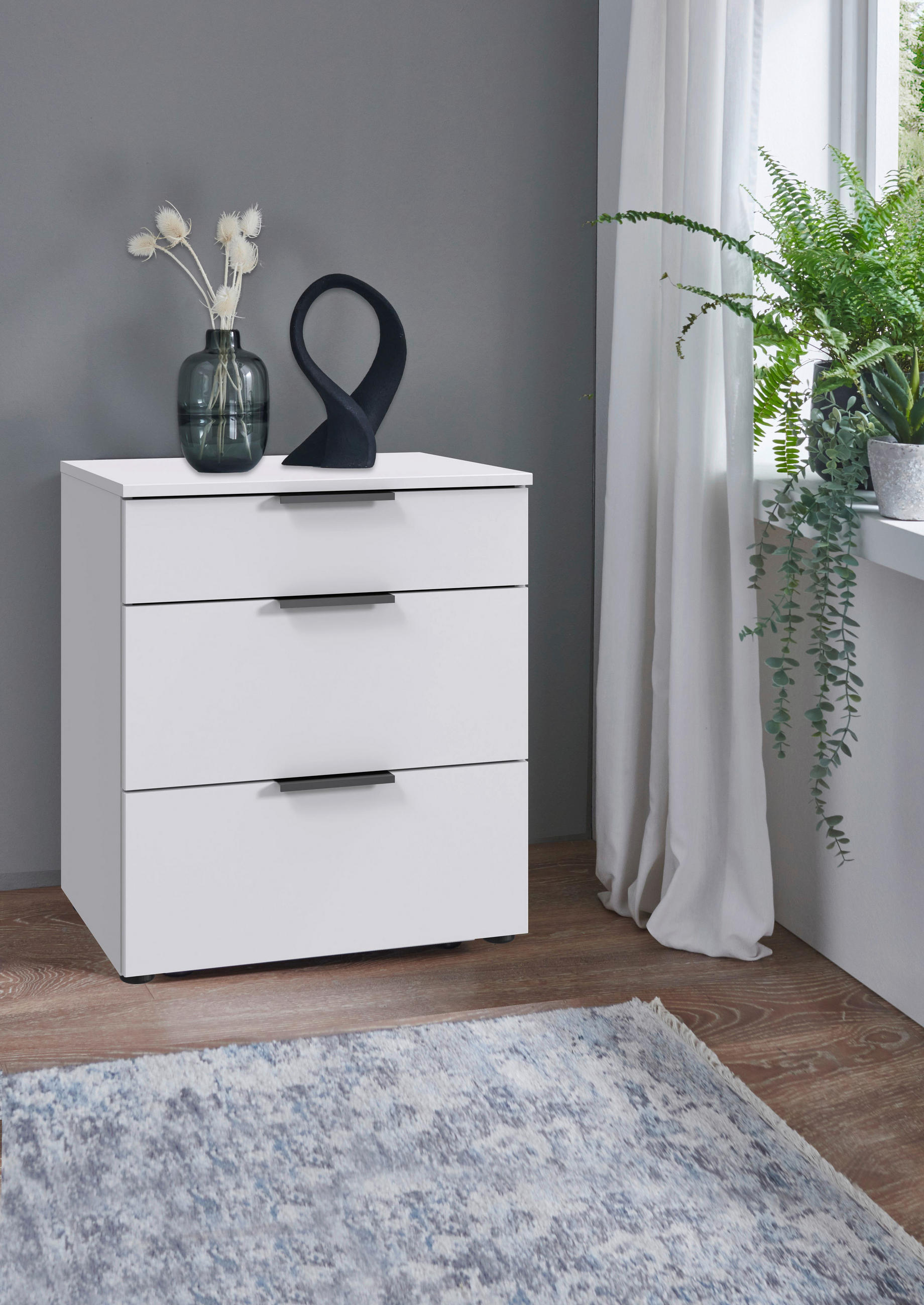 NACHTSCHRANK 54/70/41 cm  - Graphitfarben/Schwarz, Design, Holzwerkstoff/Kunststoff (54/70/41cm) - Boxxx