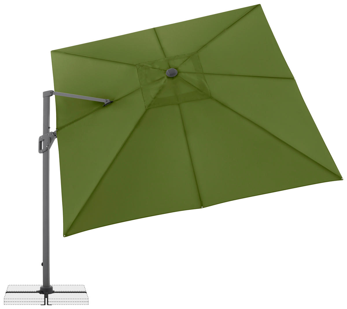 AMPELSCHIRM 300x300 cm  - Anthrazit/Grün, Design, Textil/Metall (300/300cm) - Amatio