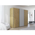 SCHWEBETÜRENSCHRANK 270/223/68 cm 3-türig Eichefarben, Chromfarben, Hellgrau  - Chromfarben/Eichefarben, Design, Glas/Holz (270/223/68cm) - Novel