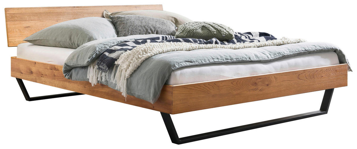 BETT 180/200 cm,  in Wildeiche,  - Wildeiche/Anthrazit, Design, Holz/Metall (180/200cm) - Hasena