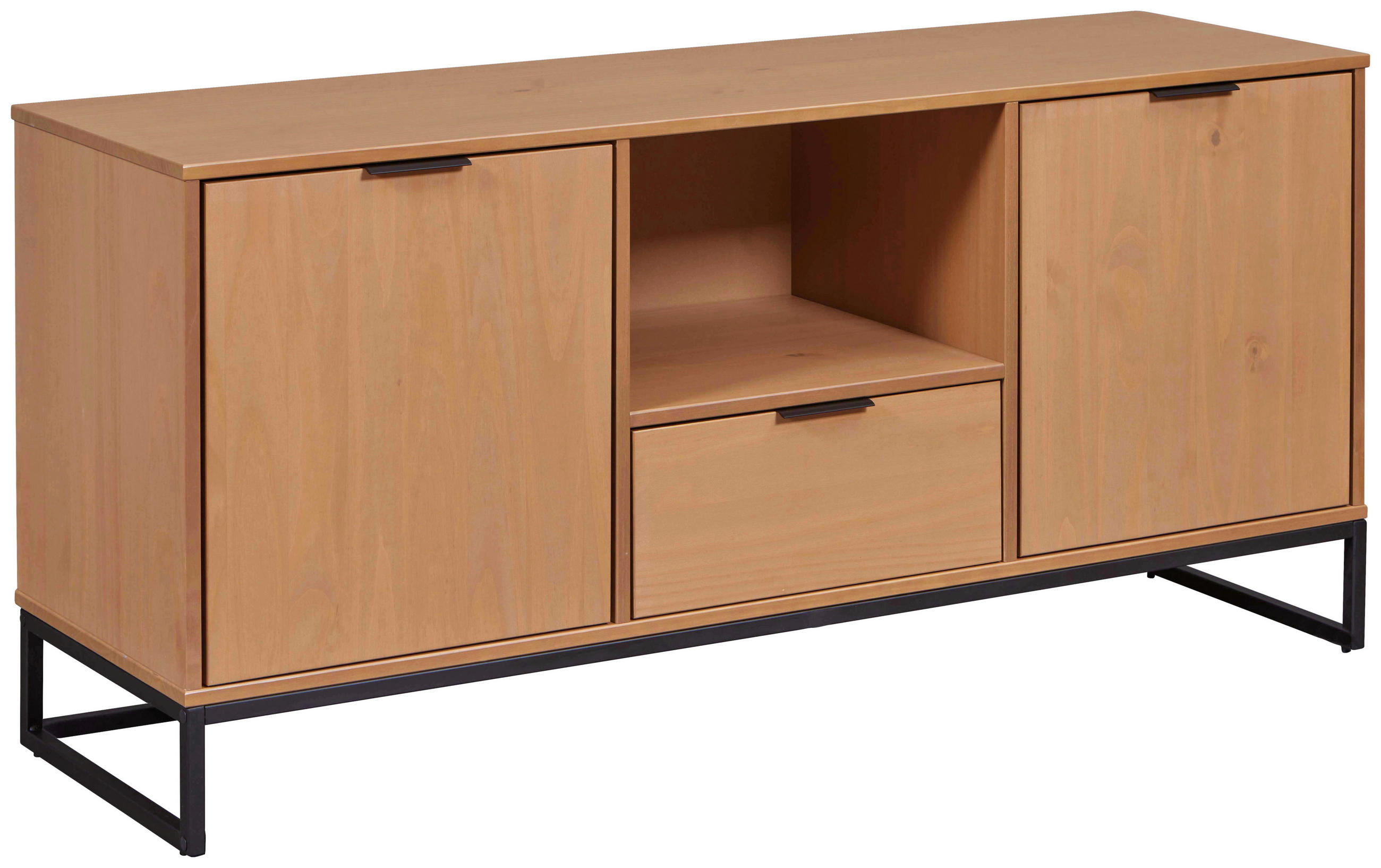 LOWBOARD in 150/70/45 cm - Eichefarben/Schwarz, Design, Holz/Metall (150/70/45cm) - Livetastic