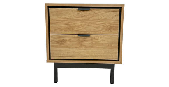 NACHTKÄSTCHEN in Eichefarben, Anthrazit - Eichefarben/Anthrazit, Design, Holzwerkstoff/Metall (53/56,2/40cm) - Xora