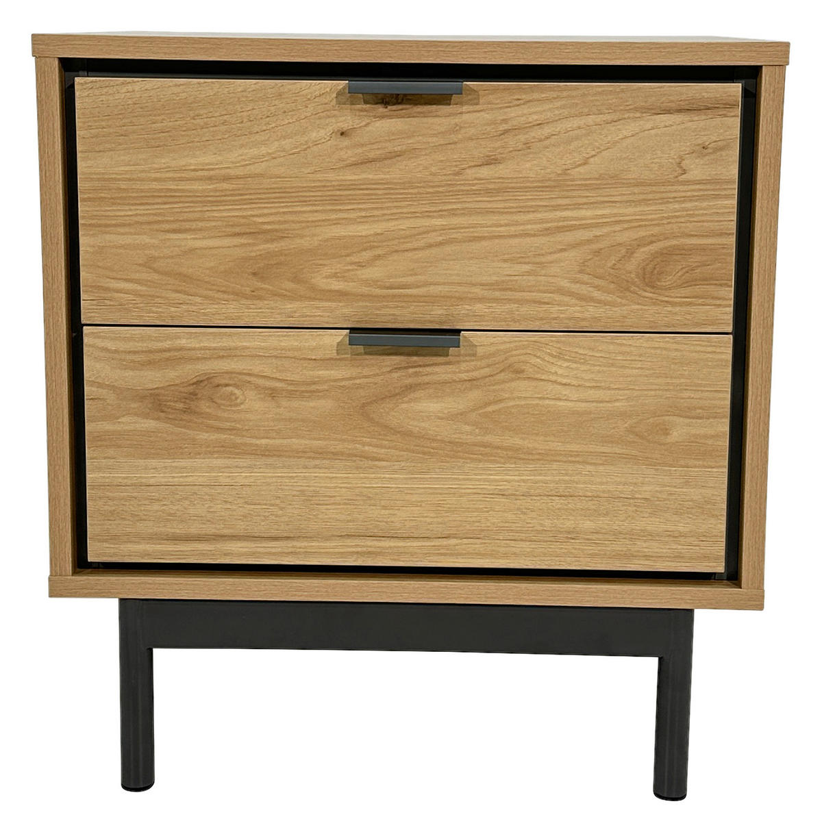 NACHTKÄSTCHEN in Anthrazit, Eichefarben  - Eichefarben/Anthrazit, Design, Holzwerkstoff/Metall (53/56,2/40cm) - Xora