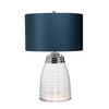 TISCHLEUCHTE 41/64.3 cm   - Klar/Petrol, Design, Glas/Textil (41/64.3cm) - Elstead Lighting