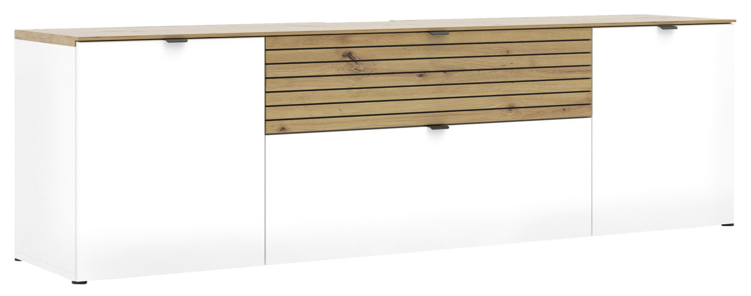 LOWBOARD in 181/54/41 cm - Weiss/Schwarz, Modern, Holzwerkstoff/Metall (181/54/41cm) - Voleo