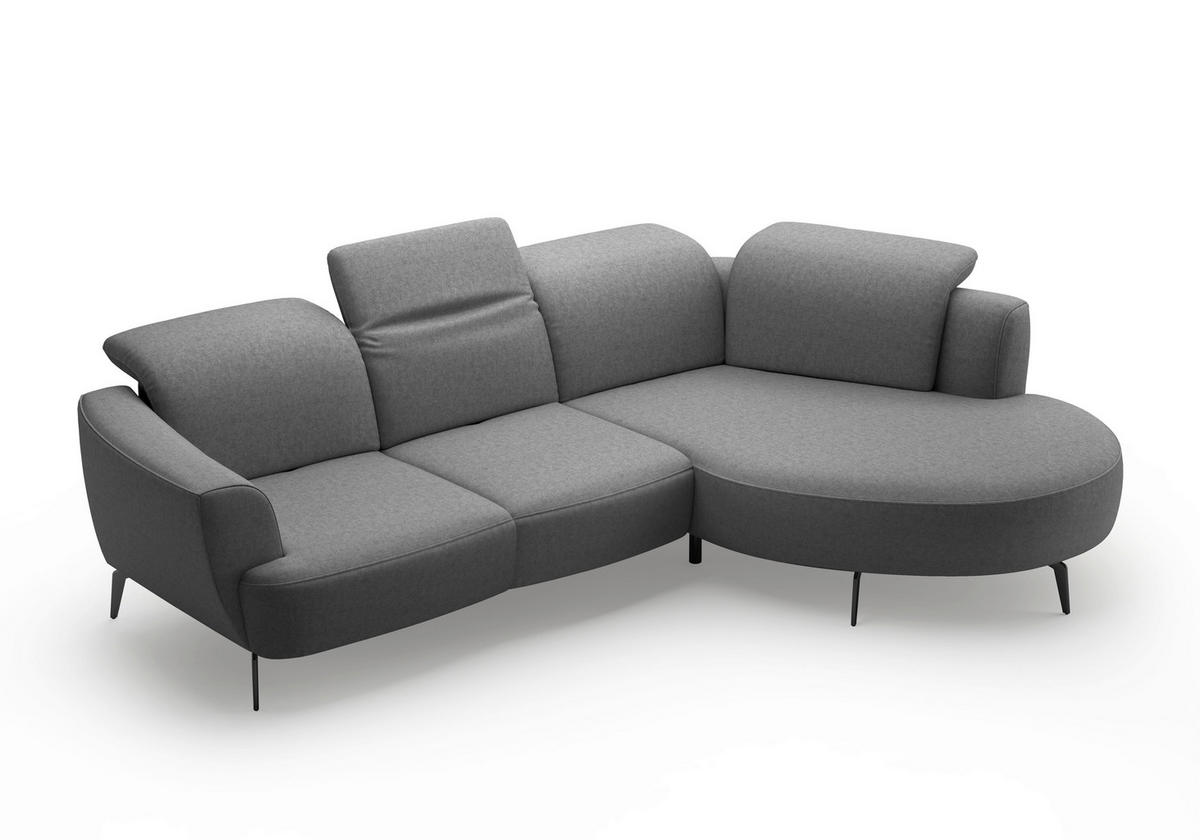 ECKSOFA ZOE E Dunkelgrau Flachgewebe  - Dunkelgrau/Schwarz, KONVENTIONELL, Textil/Metall (309/199cm) - Sit & More