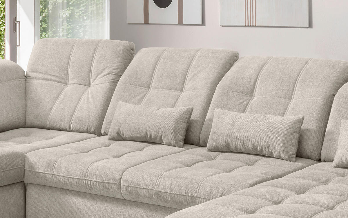 SALON PANORAMIQUE in Chenille Beige  - beige/noir, Modern, textile/métal (252/387/184cm) - Livetastic