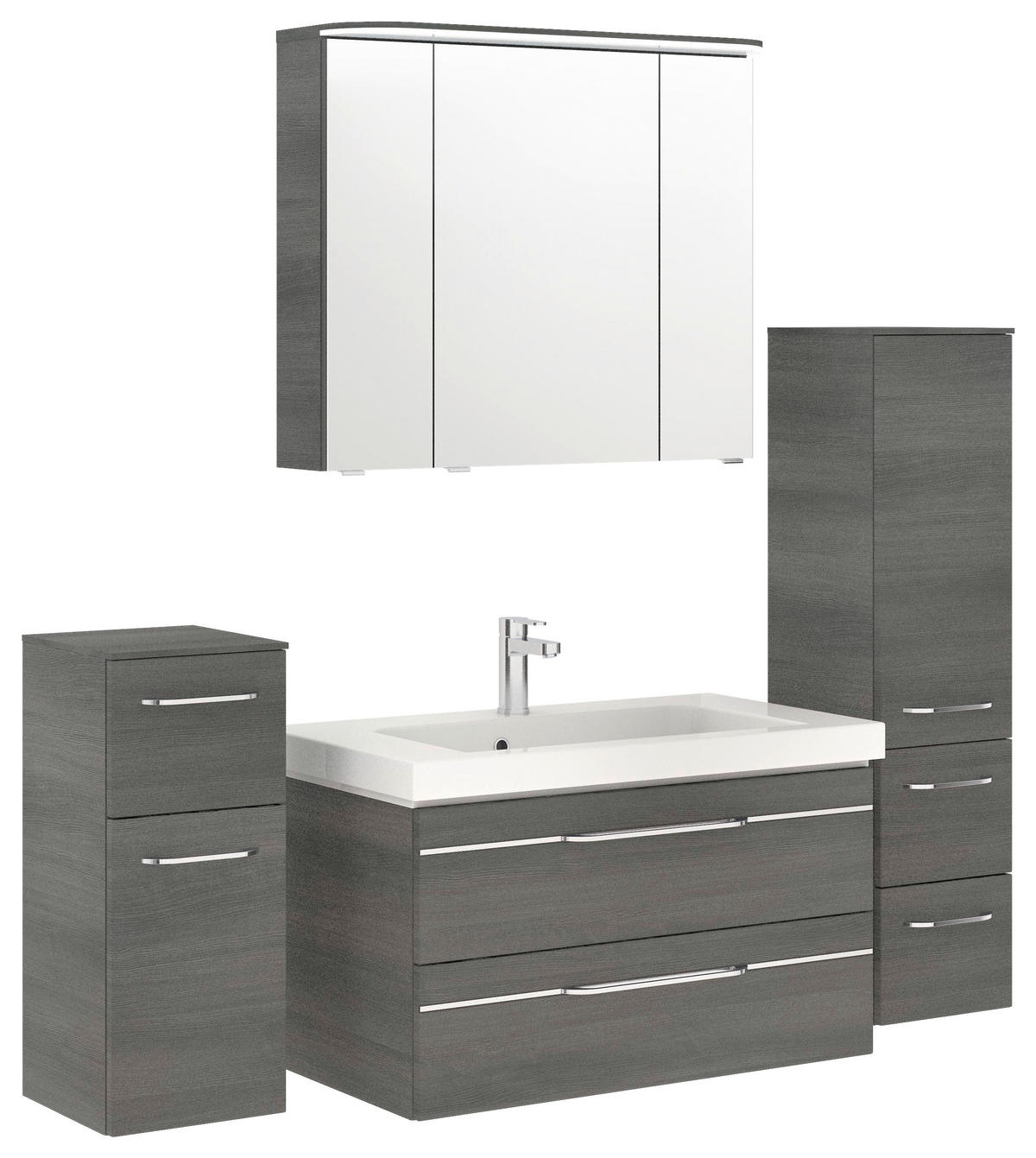 BADEZIMMER 5-teilig  in 152 cm  - Chromfarben/Graphitfarben, KONVENTIONELL, Glas/Holzwerkstoff (152cm) - Pelipal