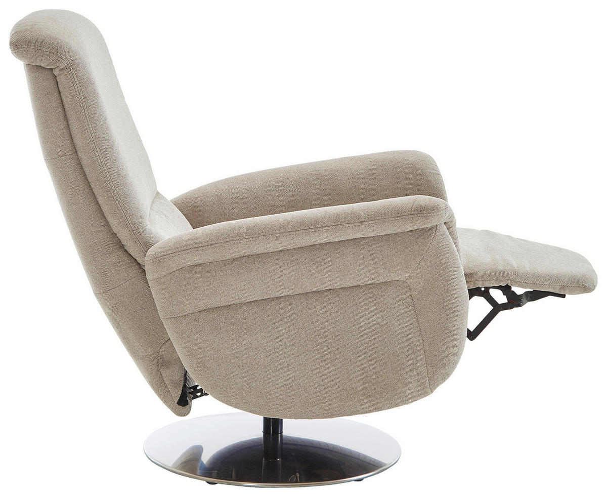 RELAXSESSEL Textil Beige  - Edelstahlfarben/Beige, Konventionell, Textil/Metall (79/112/94cm) - Beldomo Premium