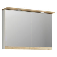 SPIEGELSCHRANK 80/59/23 cm  - Honigeiche/Weiß, Trend, Glas/Holzwerkstoff (80/59/23cm) - MID.YOU
