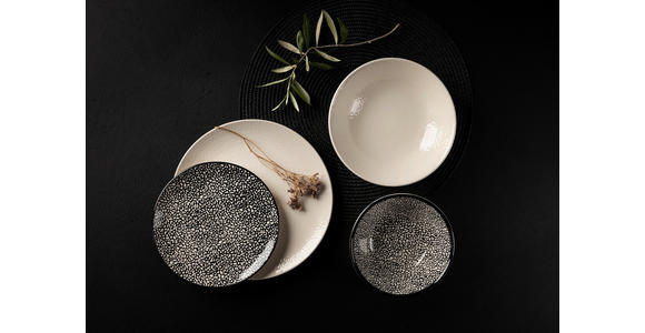 KOMBISERVICE Grau, Schwarz, Weiß 24-teilig 6 Personen  - Schwarz/Weiß, LIFESTYLE, Keramik - Novel