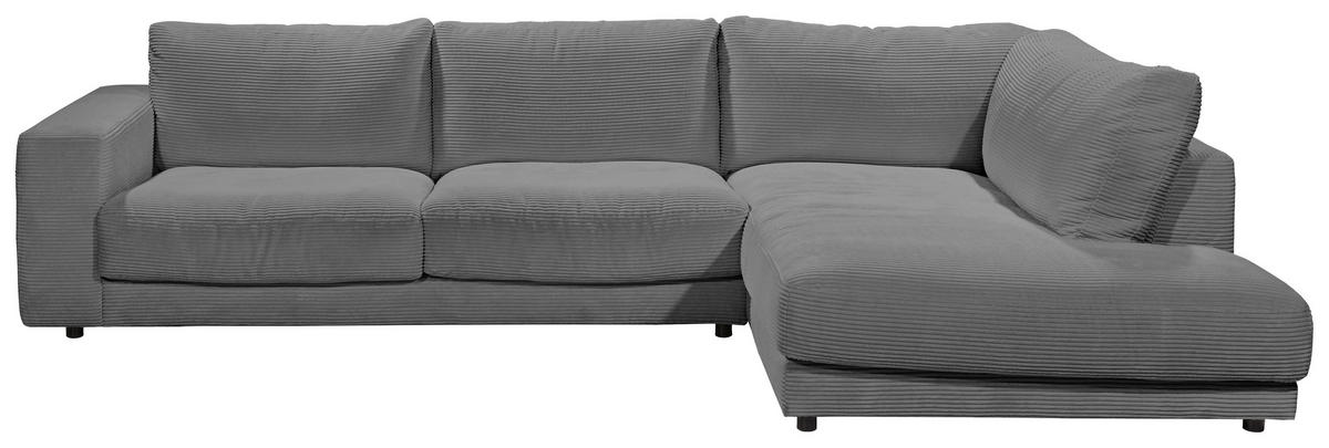 ECKSOFA in Cord Dunkelgrau  - Dunkelgrau/Schwarz, Design, Kunststoff/Textil (325/224cm) - Hom`in