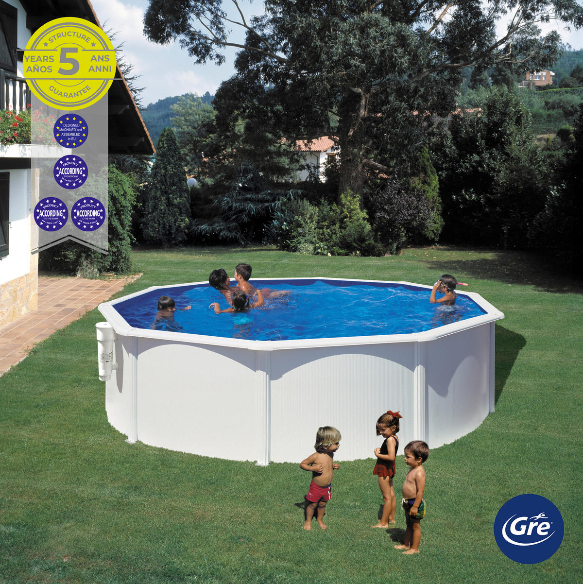 POOL-SET 2024 460/120 cm  - Weiß, KONVENTIONELL, Metall (460/120cm) - Gre