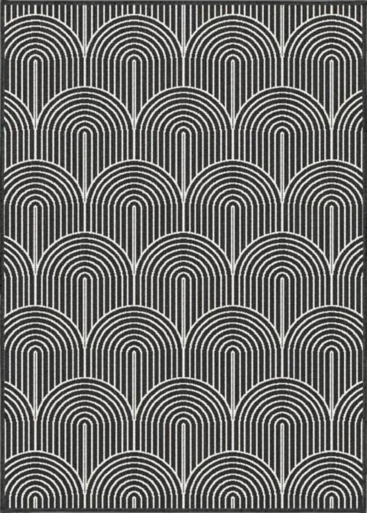 OUTDOORTEPPICH 120/170 cm Pangli Schwarz, Weiß  - Schwarz/Weiß, Design, Kunststoff (120/170cm)