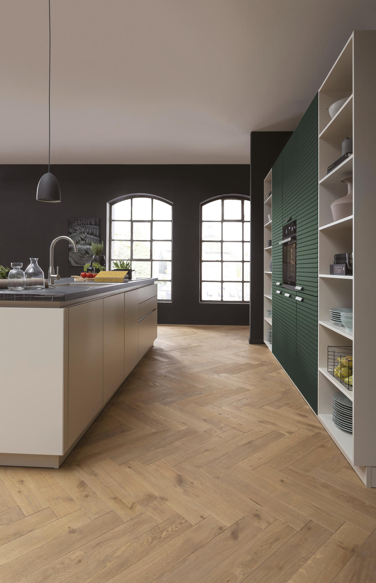 EINBAUKÜCHE   - Grün, Design, Holzwerkstoff - Novel