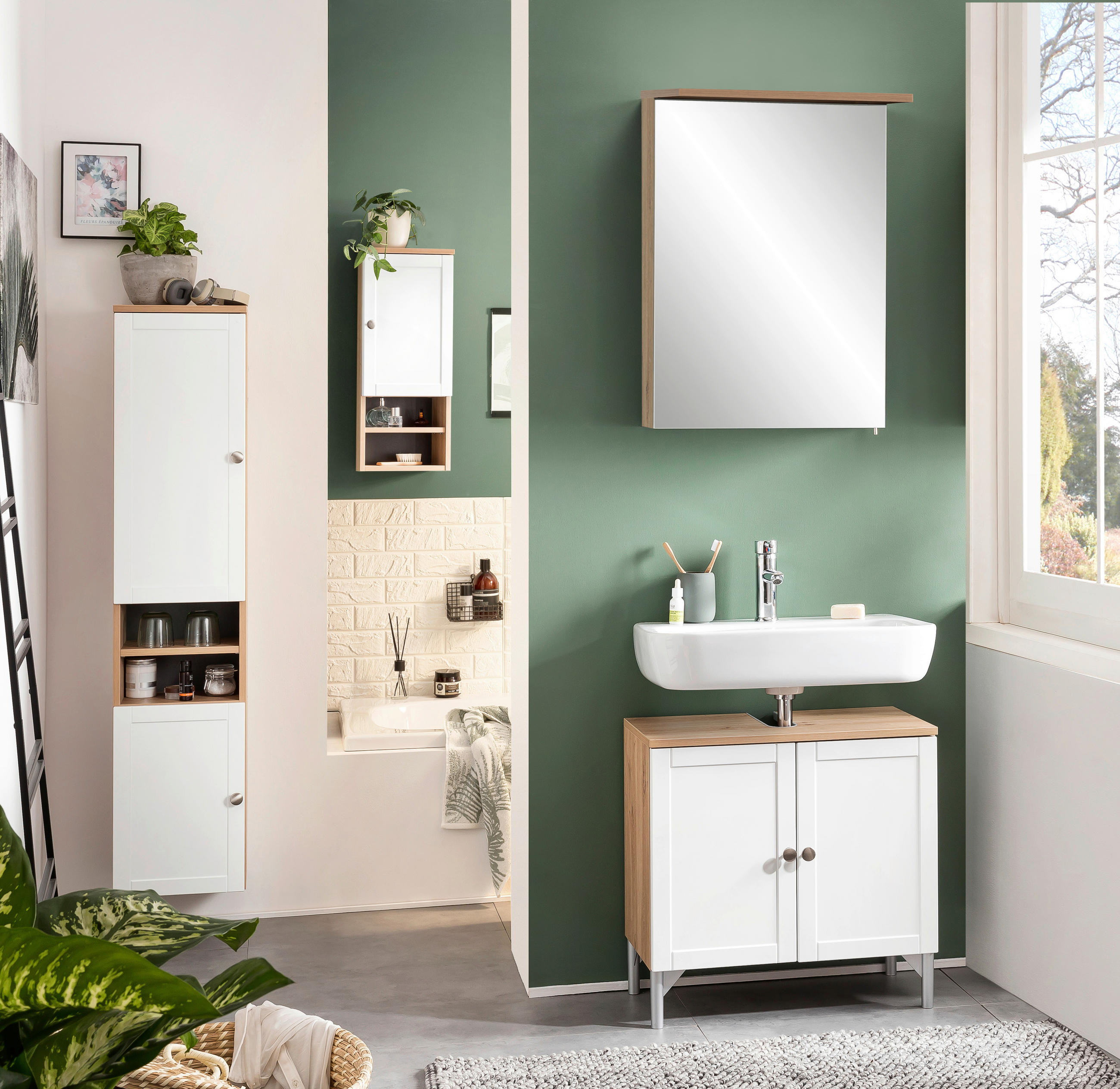 WASCHBECKENUNTERSCHRANK 60,2/58,5/32 cm  - Silberfarben/Weiß, Basics, Holzwerkstoff/Kunststoff (60,2/58,5/32cm) - Stylife