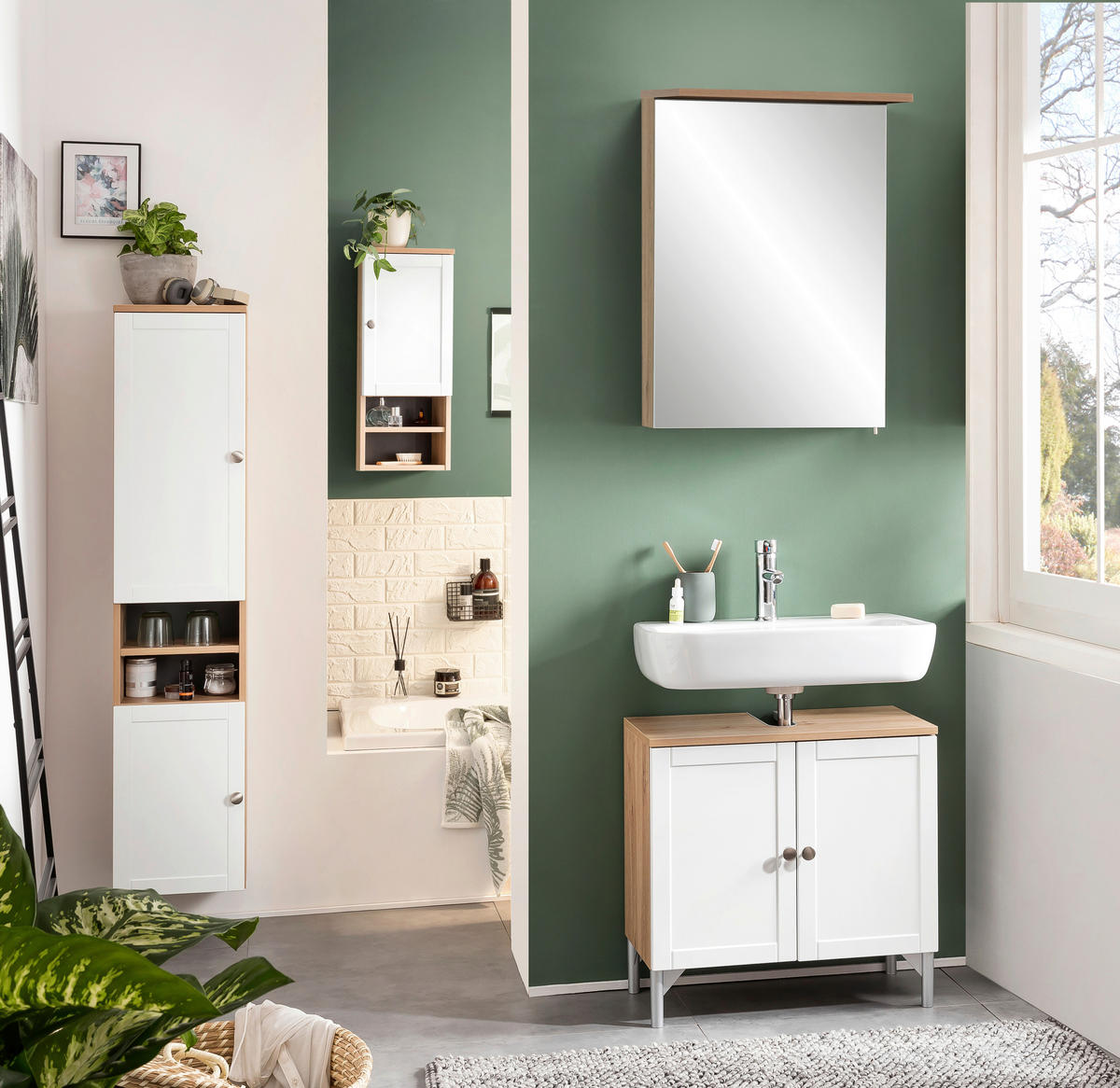 WASCHBECKENUNTERSCHRANK 60,2/58,5/32 cm  - Silberfarben/Weiß, Basics, Holzwerkstoff/Kunststoff (60,2/58,5/32cm) - Stylife
