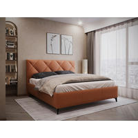 POLSTERBETT 180/200 cm,  in Rostfarben, gepolstertes Kopfteil, Lattenrost, Bettkasten,  - Rostfarben/Schwarz, Modern, Holz/Textil (180/200cm) - MID.YOU